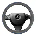 Kormányvédő 35-37 cm - műbőr fekete, kék csíkkal - Automax
